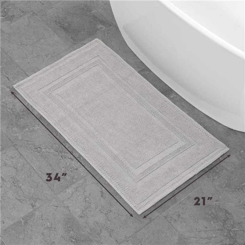 Stonewash Bath Rug Cotton Racetrack Bathroom Rug Machine Washable Light Gray - Picture 2 of 7